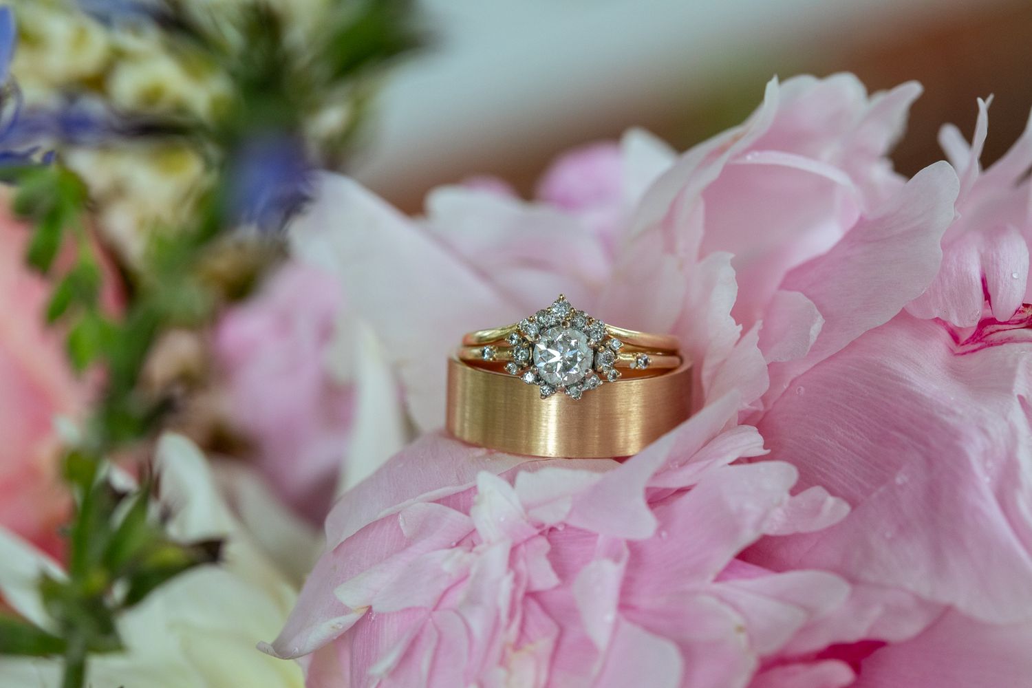 Close-up of wedding bands, Melbourne wedding couple detail shot.