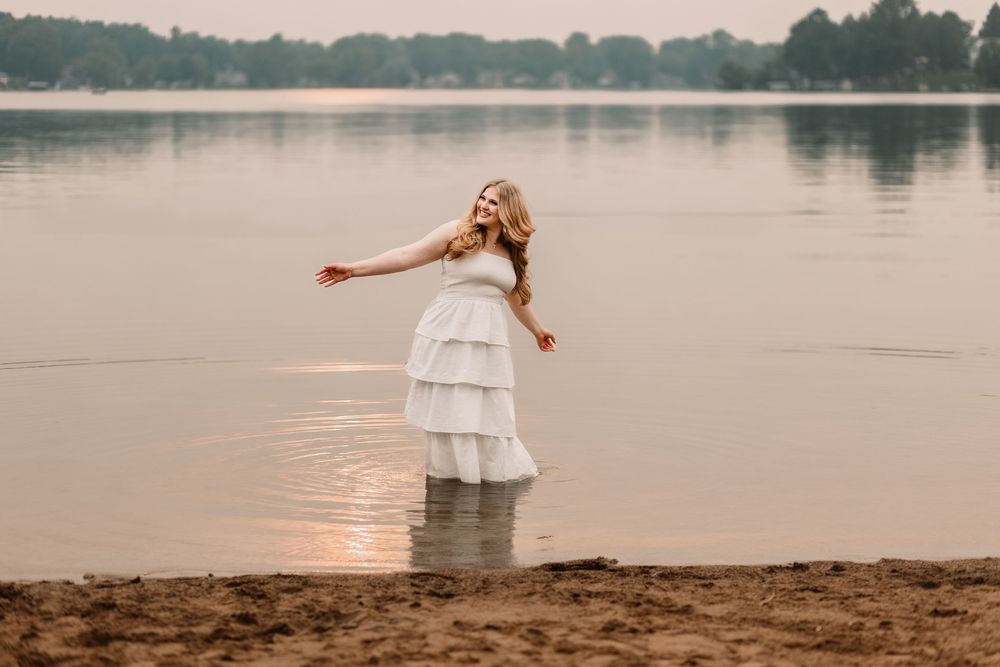 Outdoor senior photos taken in Linden, Michigan