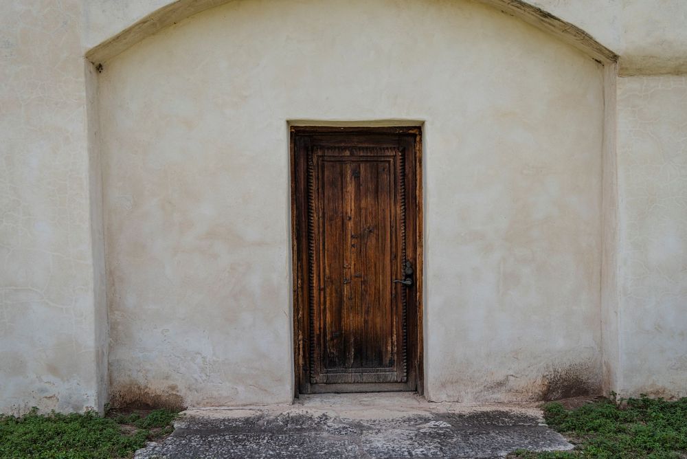 southwest door in white wall