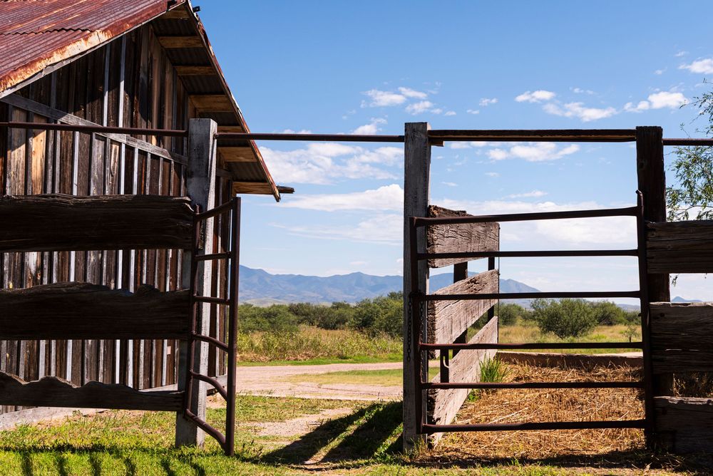 red barn and fence on farm
