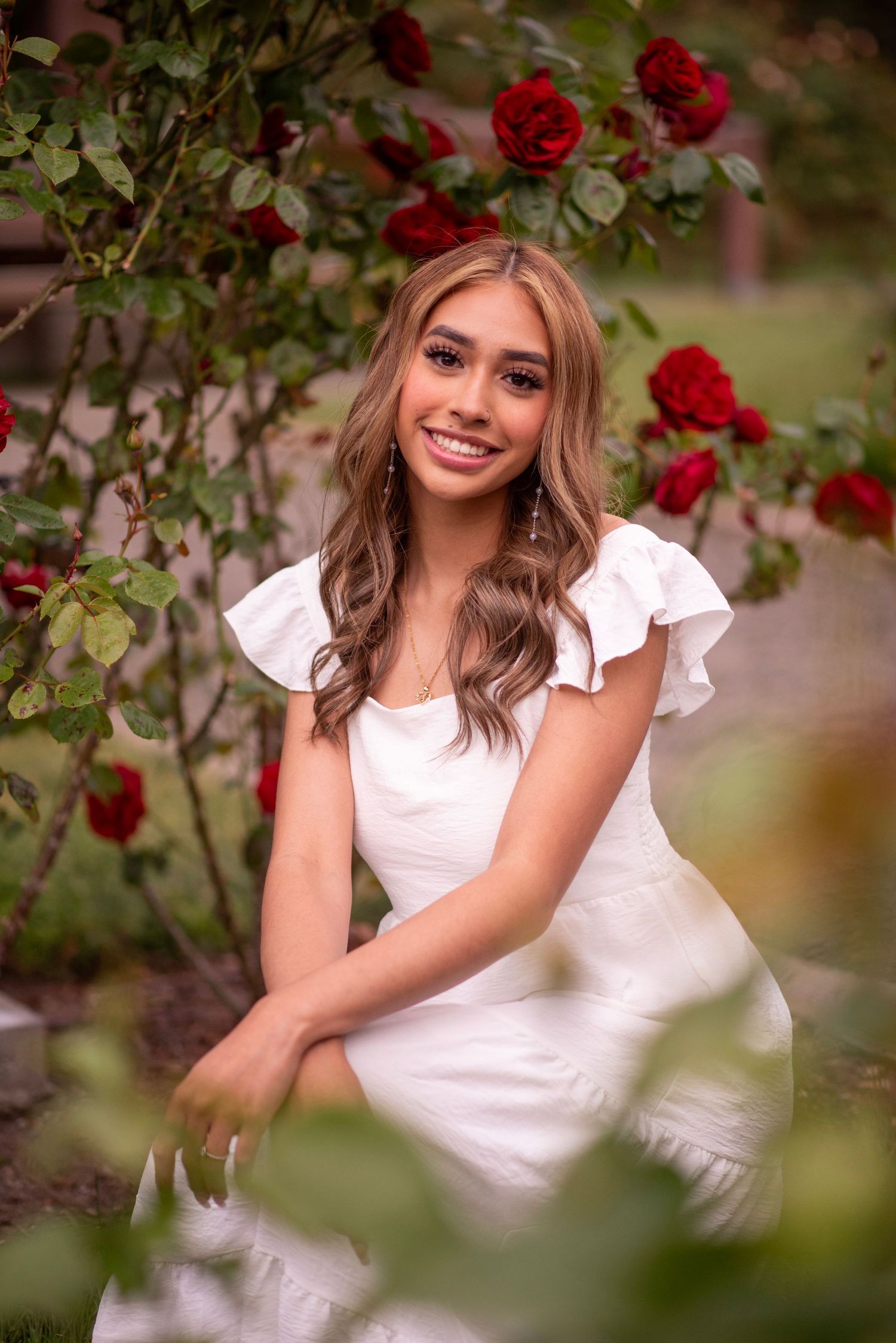floral senior photo session