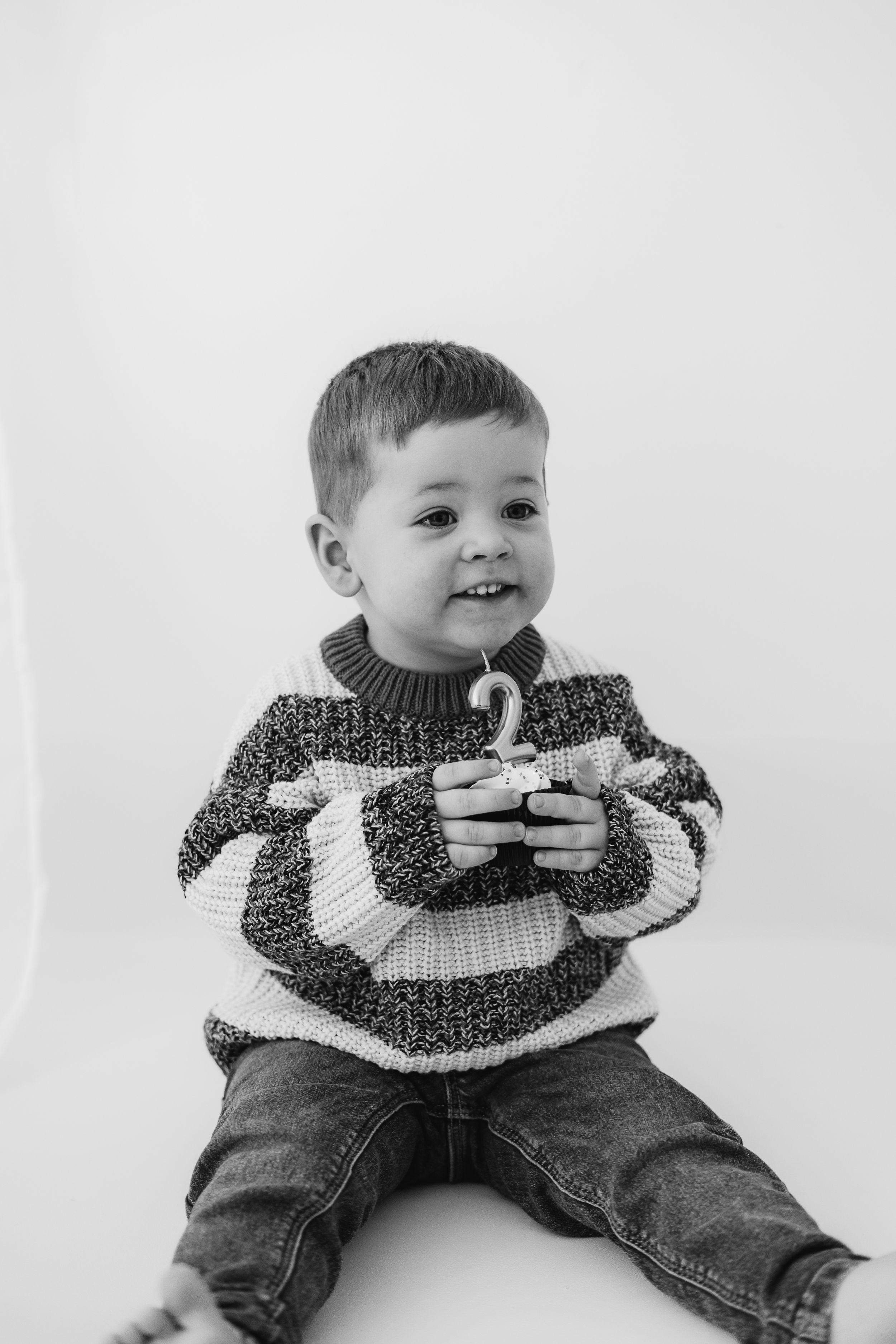 Second birthday photoshoot Nottingham baby cake smash minimal styling