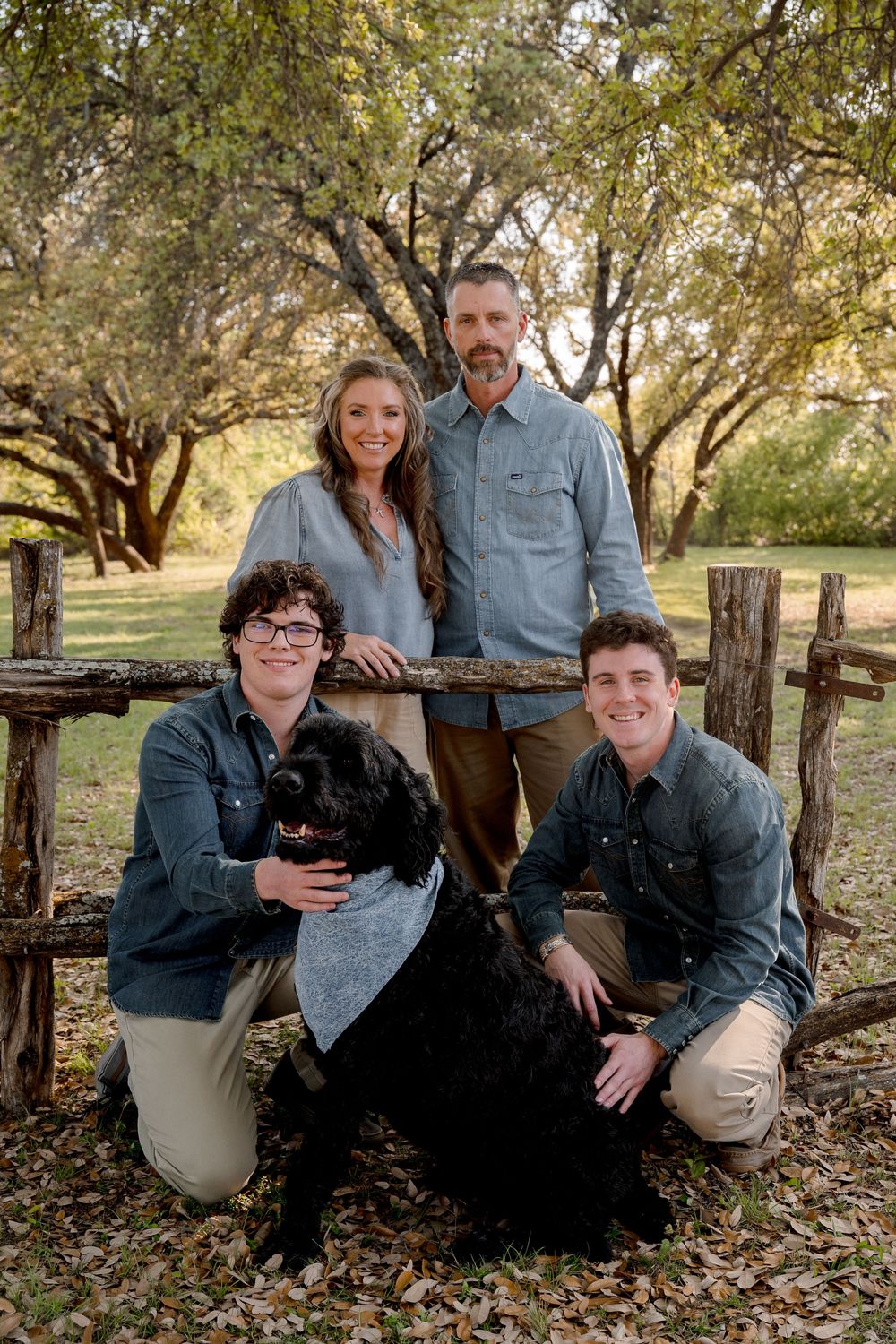 Summer outdoor family session at Weatherford Lake in the DFW area including their dog