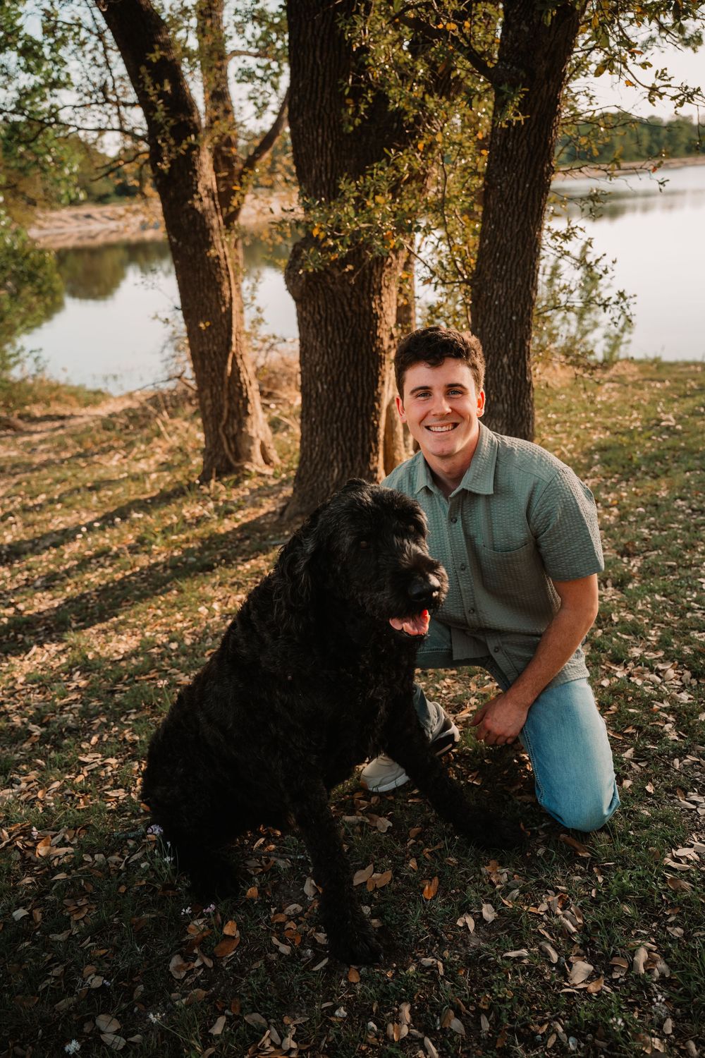 family session with their dog at Weatherford Lake