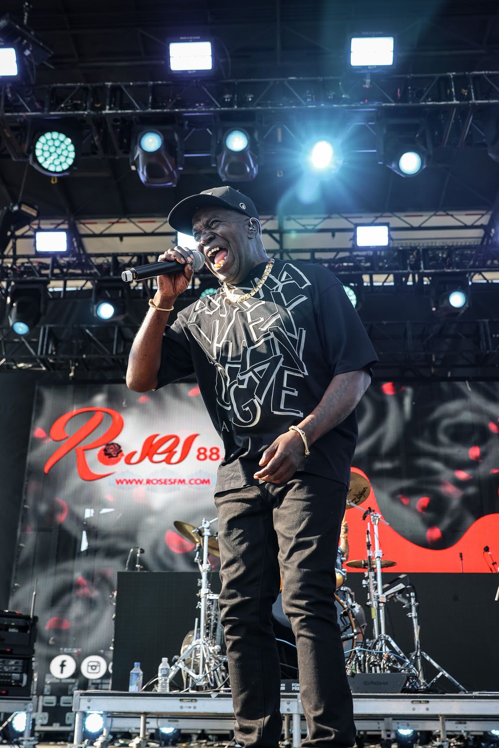 San Diego live music photography of Barrington Levy performing on stage at a music festival.