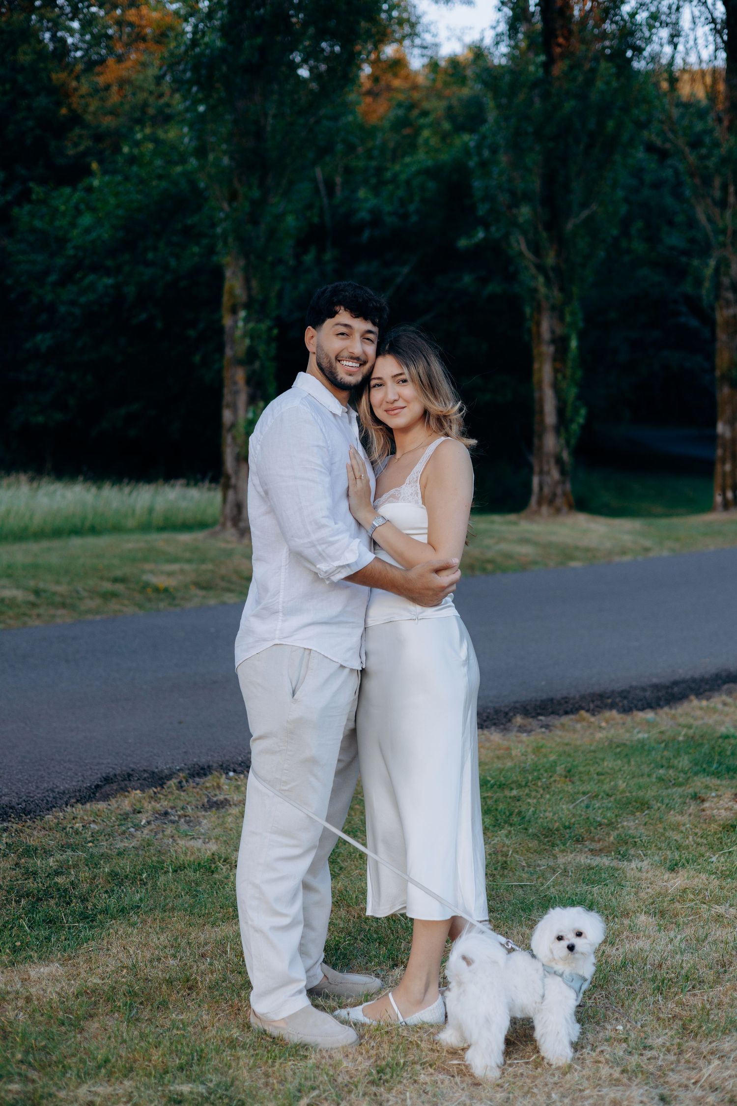 Engaged couple celebrating at Foxhill Manor.