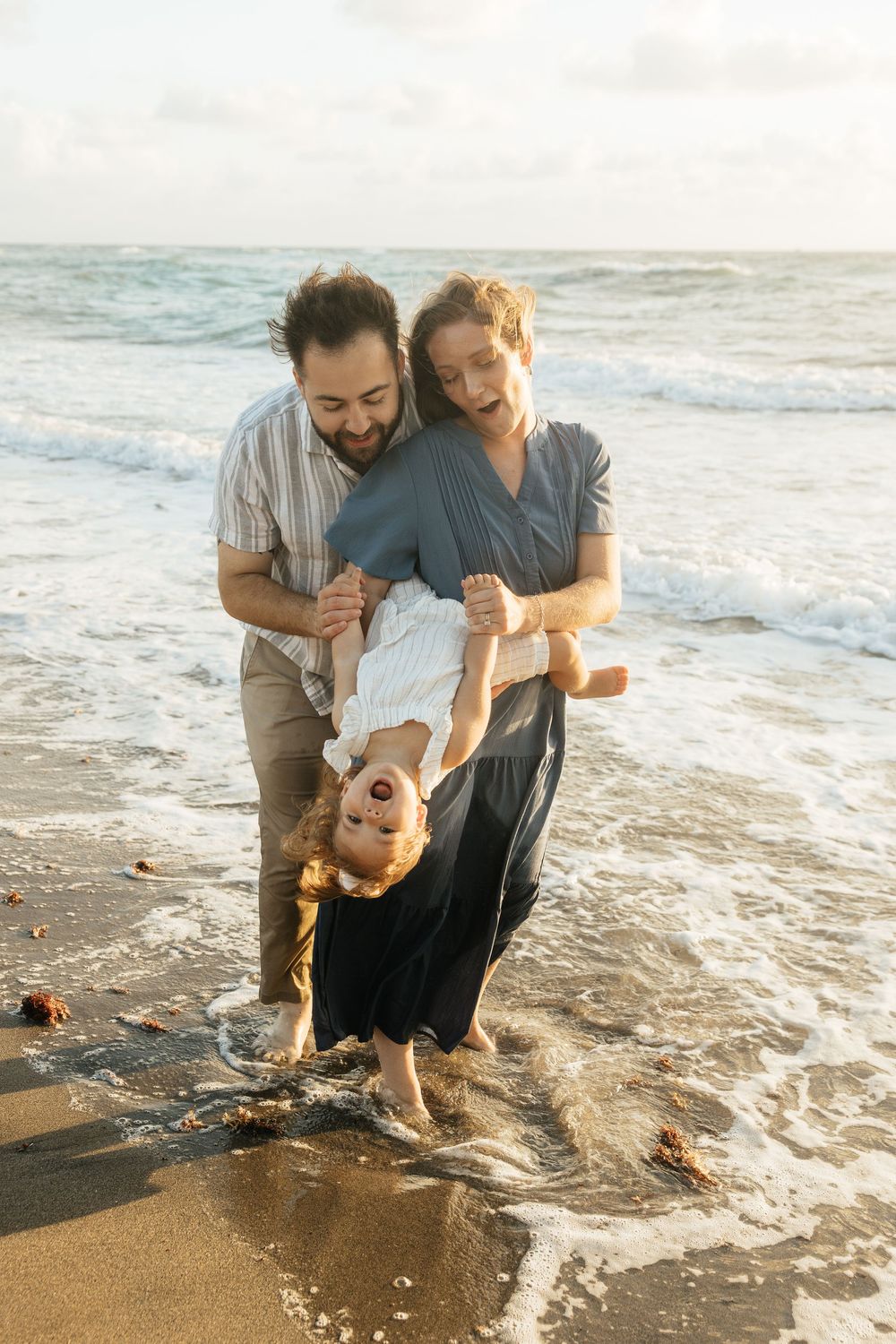 Family milestone session at the beach at sunrise. Jacksonville Family Photographer, Jacksonville Beach Family Photos - Lindsay McDow Photo