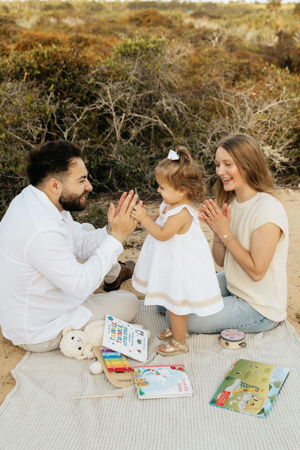 Family milestone session at the beach at sunrise. Jacksonville Family Photographer, Jacksonville Beach Family Photos - Lindsay McDow Photo