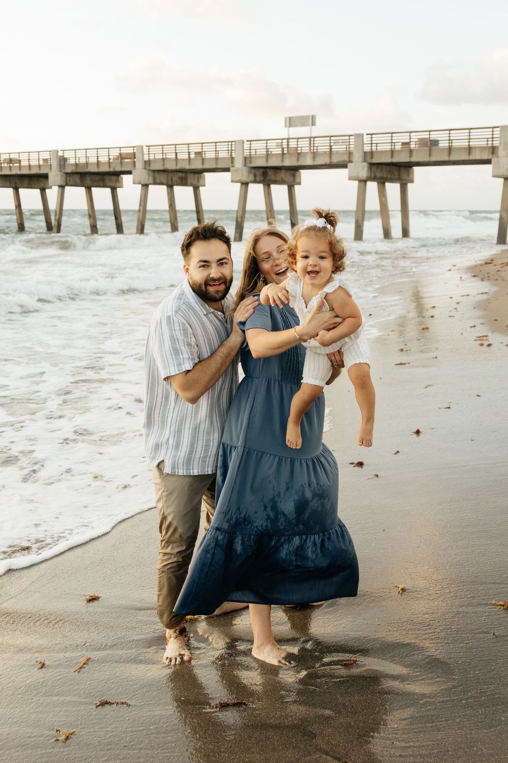 Family milestone session at the beach at sunrise. Jacksonville Family Photographer, Jacksonville Beach Family Photos - Lindsay McDow Photo