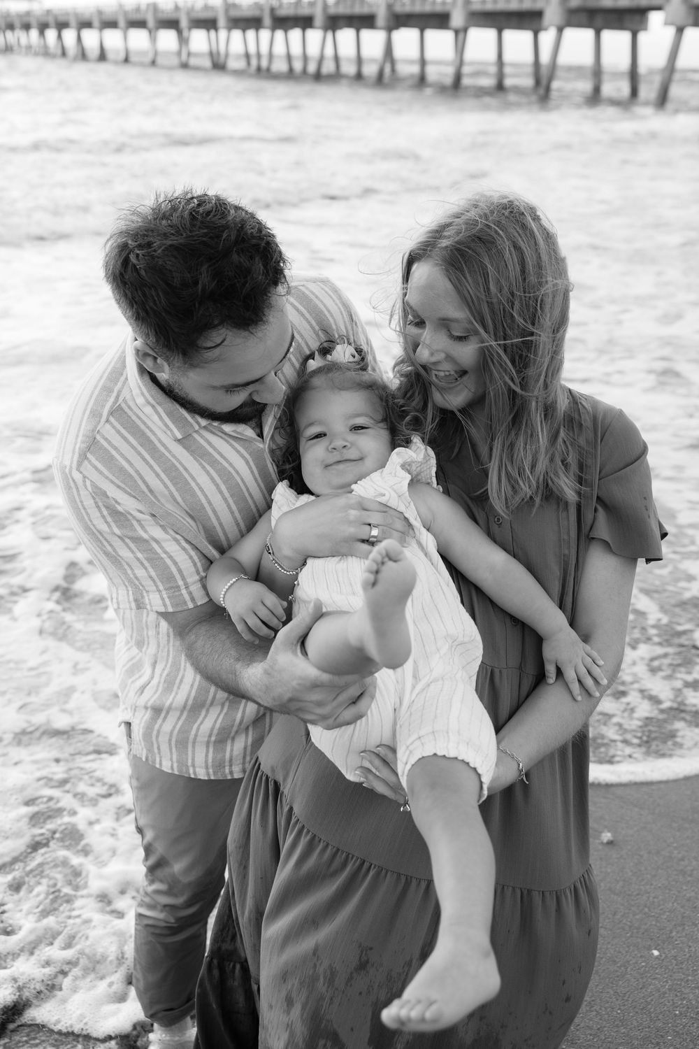 Family milestone session at the beach at sunrise. Jacksonville Family Photographer, Jacksonville Beach Family Photos - Lindsay McDow Photo