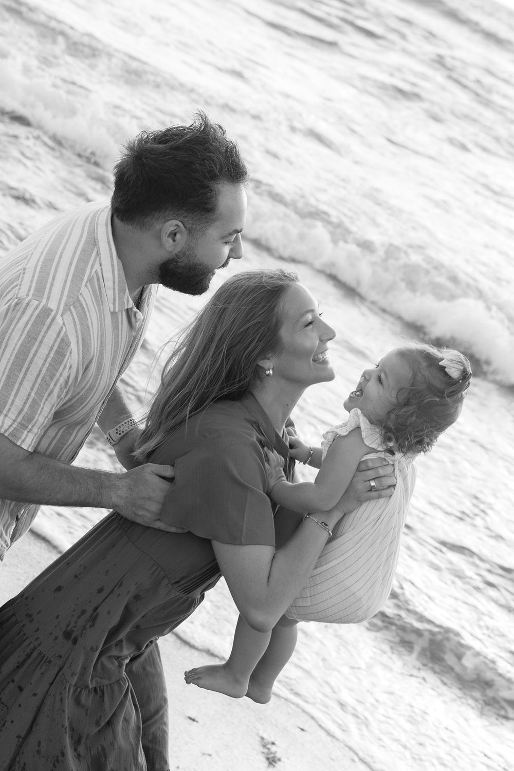 Family milestone session at the beach at sunrise. Jacksonville Family Photographer, Jacksonville Beach Family Photos - Lindsay McDow Photo