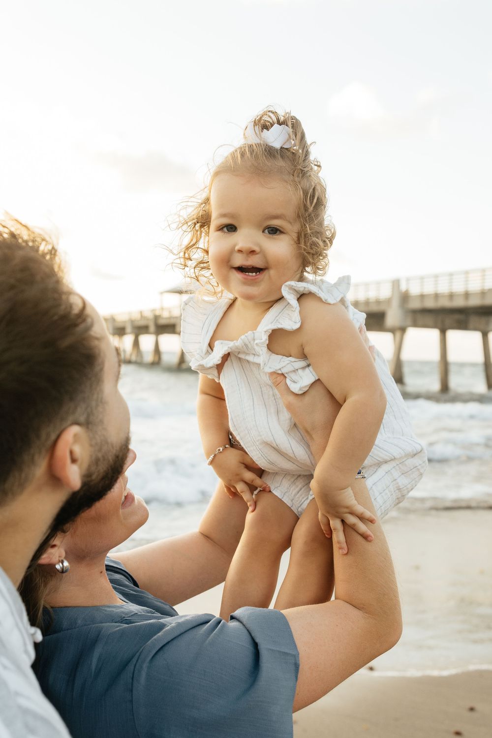 Family milestone session at the beach at sunrise. Jacksonville Family Photographer, Jacksonville Beach Family Photos - Lindsay McDow Photo
