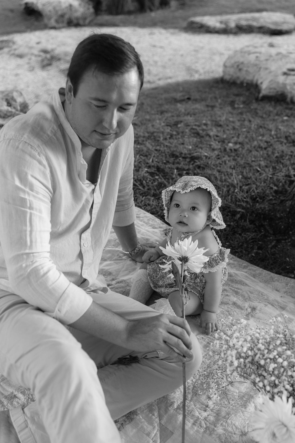 Natural, sunset family photos with golden light, a garden, and a toddler. Jacksonville Family Photographer - Lindsay McDow Photo