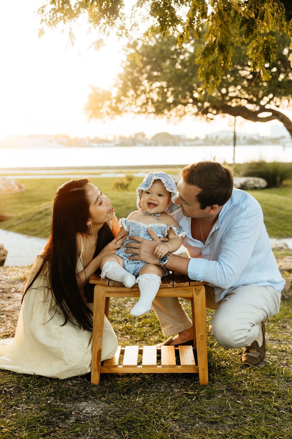Natural, sunset family photos with golden light, a garden, and a toddler. Jacksonville Family Photographer - Lindsay McDow Photo