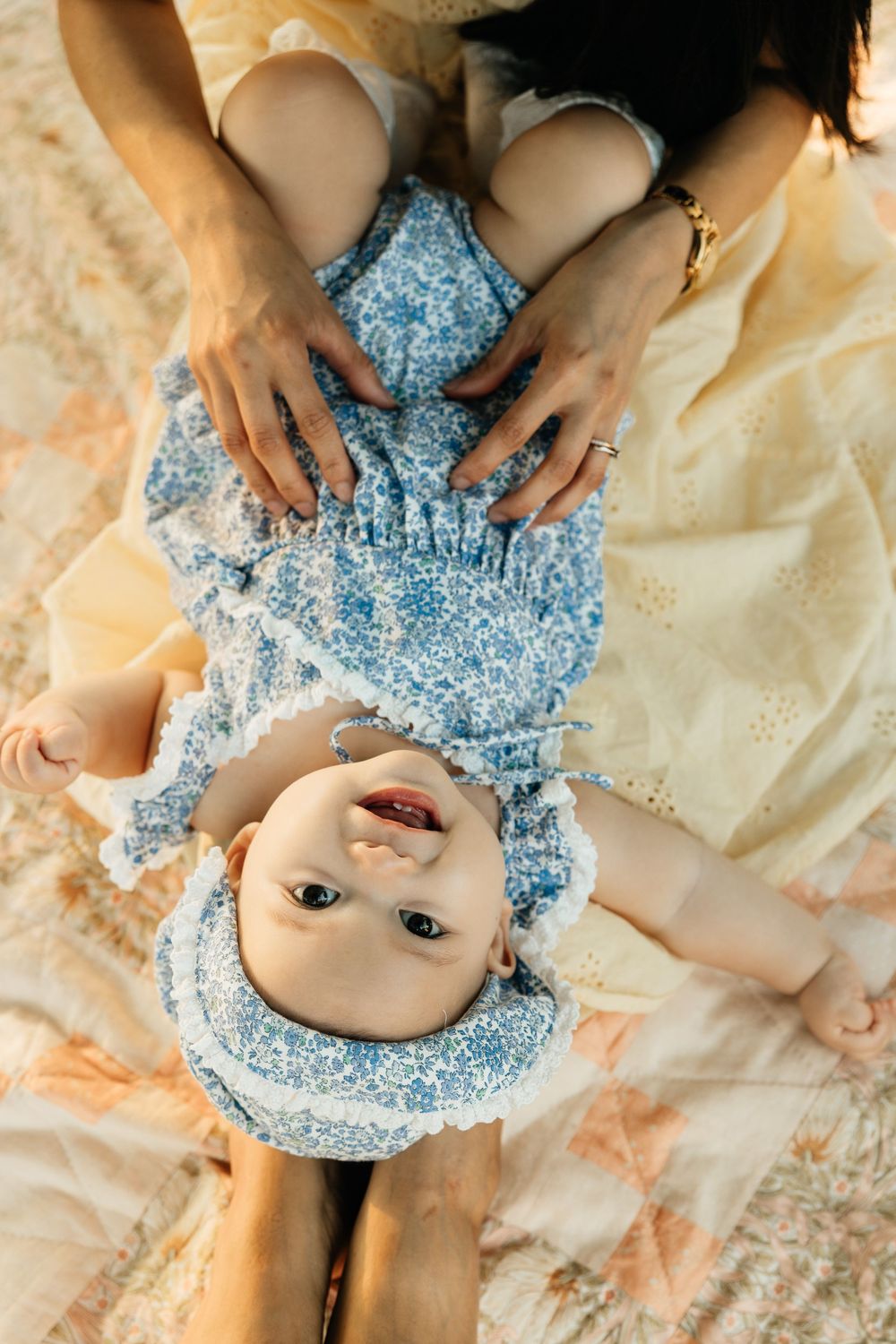Natural, sunset family photos with golden light, a garden, and a toddler. Jacksonville Family Photographer - Lindsay McDow Photo