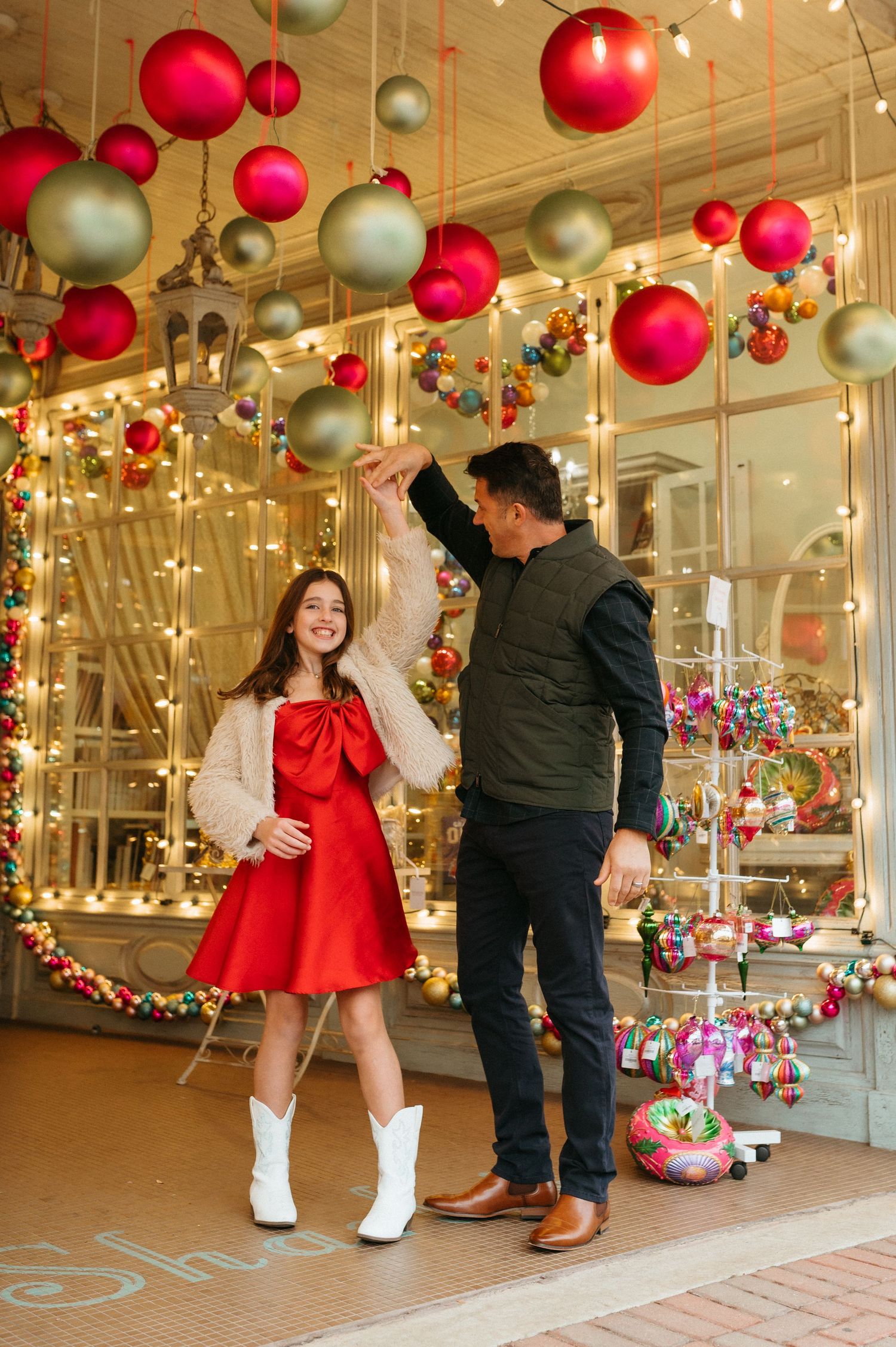 Outdoor Christmas mini session in Downtown McKinney Texas