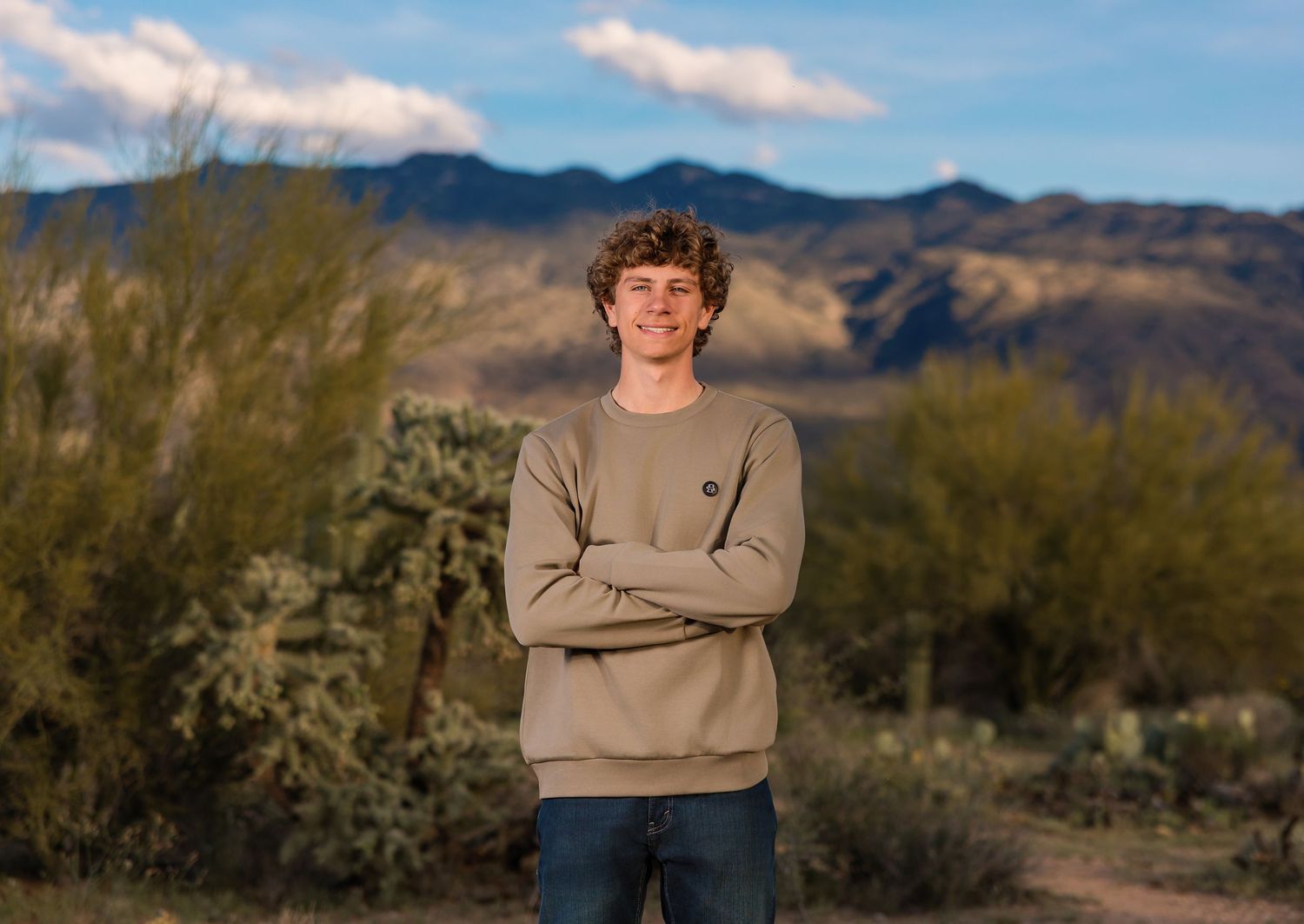 senior guy posing in the Tucson, AZ sonoran desert
