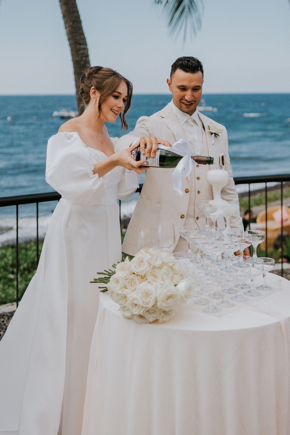 Wedding photography at Tejakula Bali overlooking the ocean.