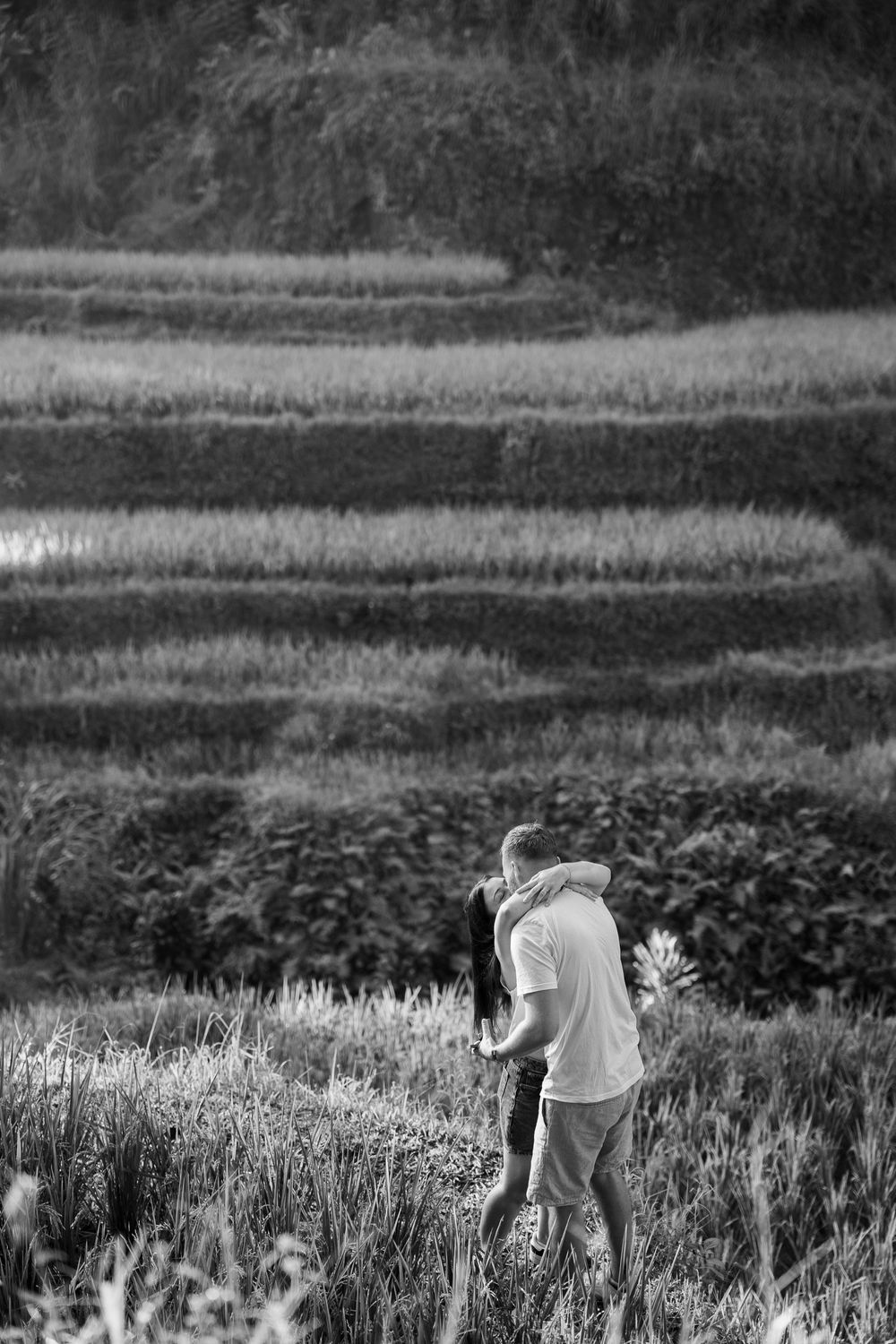 Professional photography services for a secret proposal at Ceking Rice Terrace Ubud.