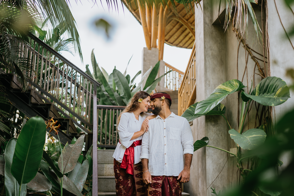 Professional photographer capturing a Balinese costume couple session at The Wakanda.
