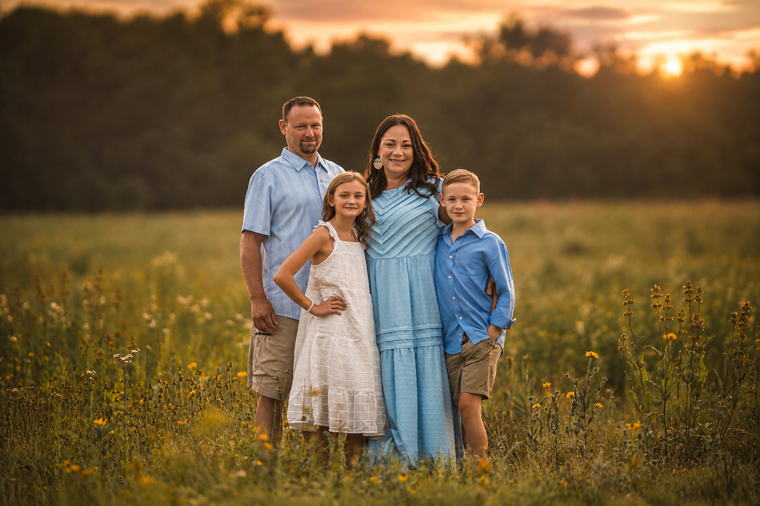 image of a family in a wildflower field located in Salem County near Woodstown, NJ