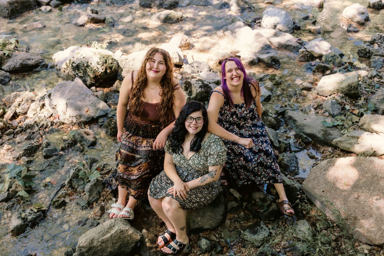 Friends portrait, human-in-the-landscape study — Ozarks, Boze Spring, Many Springs MO — Laura Simpson