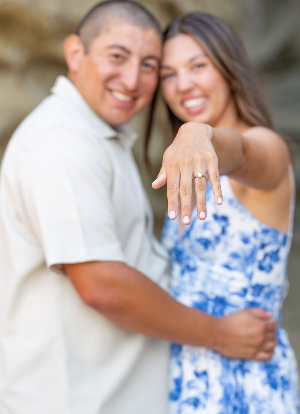 Engagement session showing off the ring in San Clemente