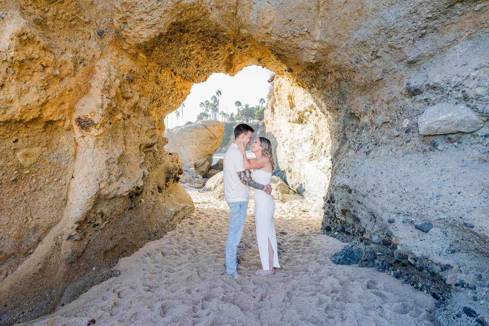 Engagement session at a beautiful rock formation at Laguna Beach