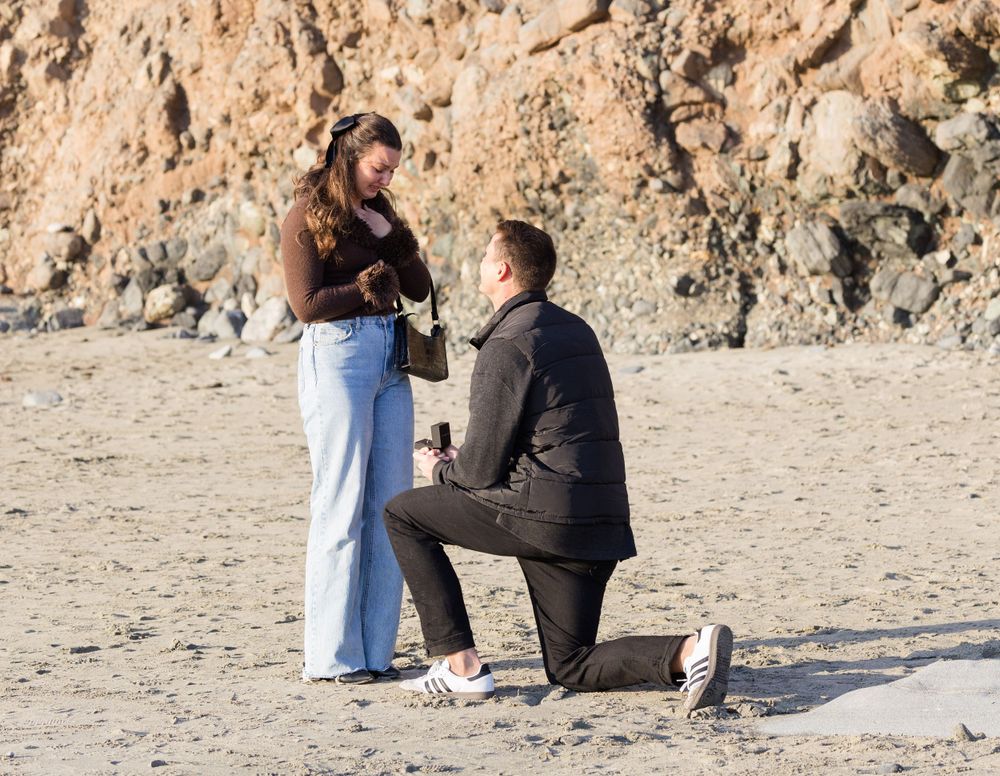 Surprise proposal at the beach in Dana Point