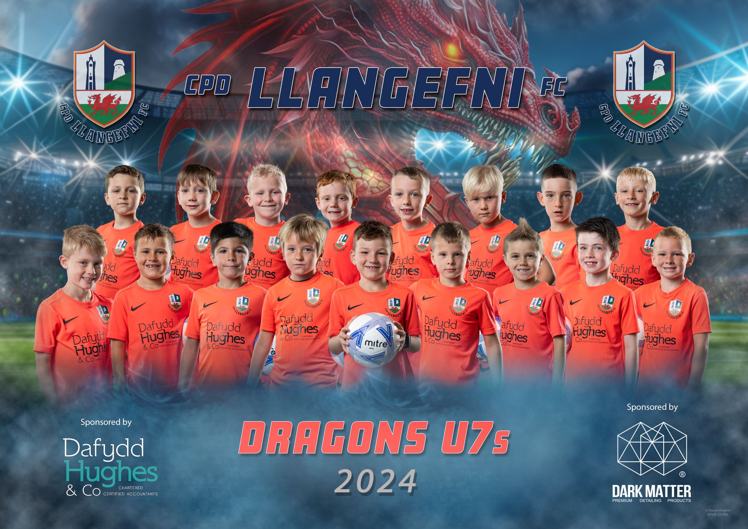 Junior football team professional group photo and graphic design.