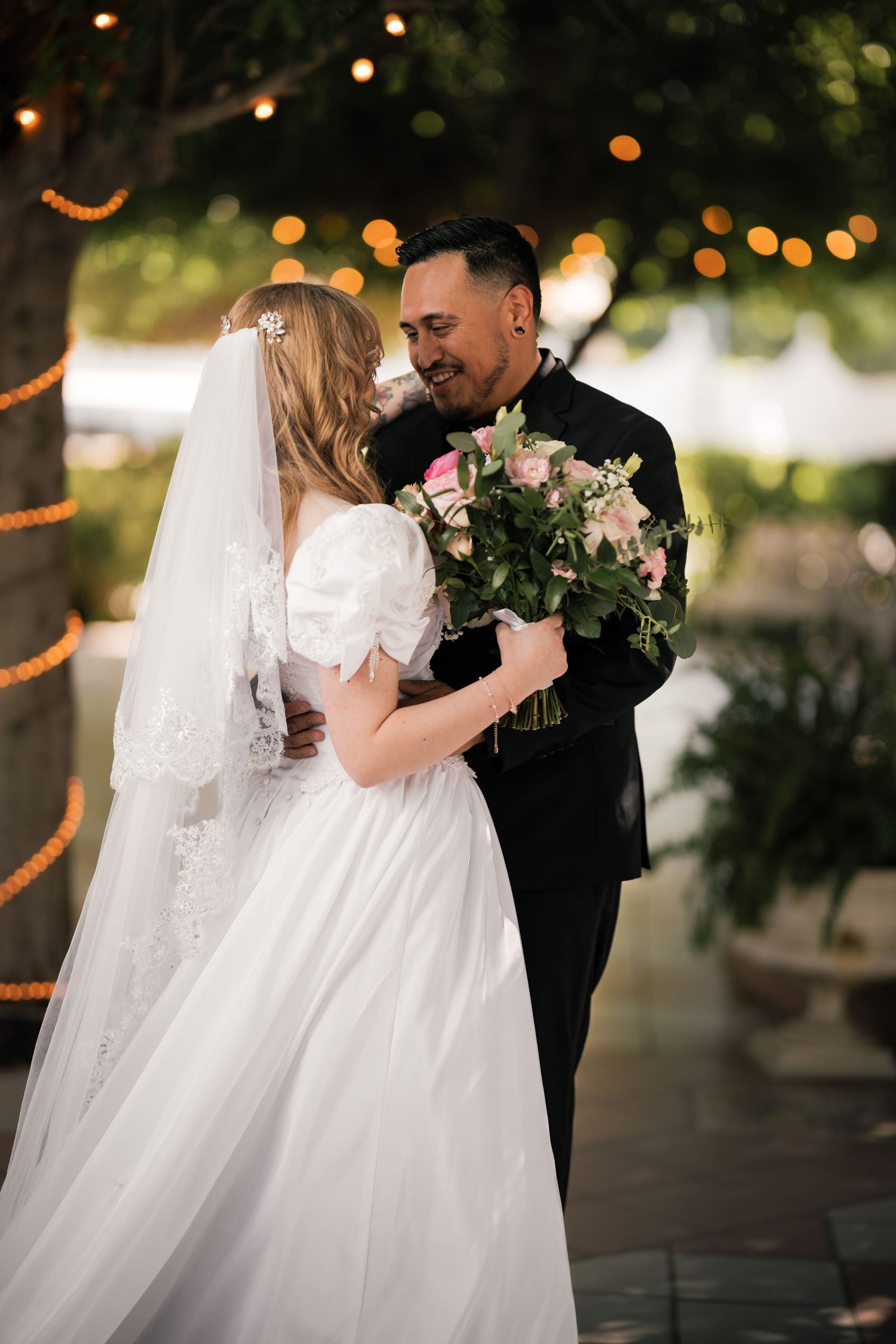 Bride and groom wedding portrait with a romantic and timeless feel.