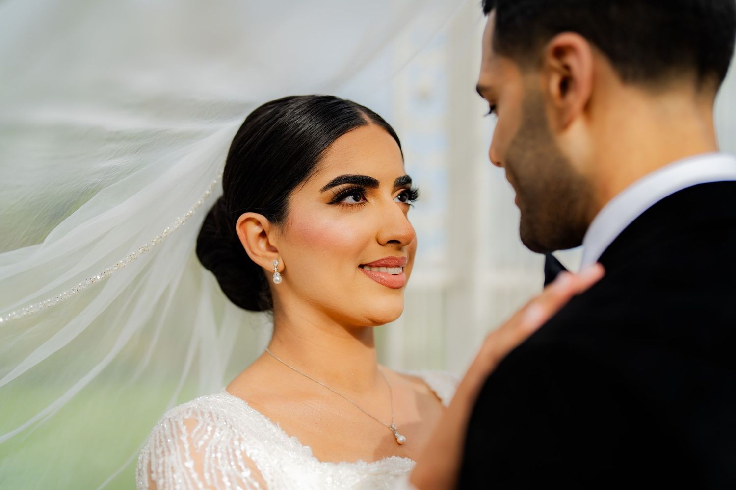 Bride and groom sharing a quiet moment