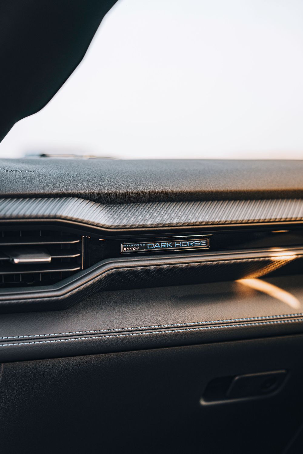 Interior trim detail showing Dark Horse edition dashboard accent.