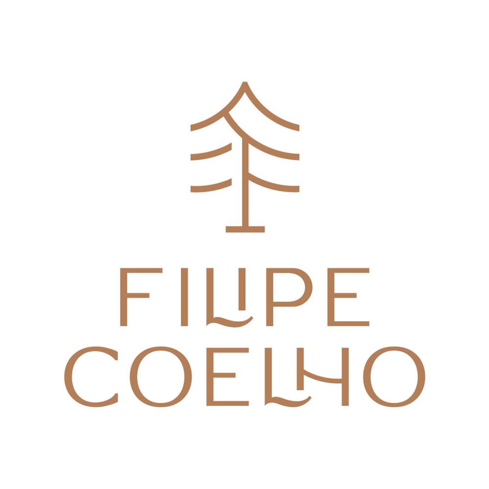 Minimalist brown tree logo design for Filipe Coelho brand.