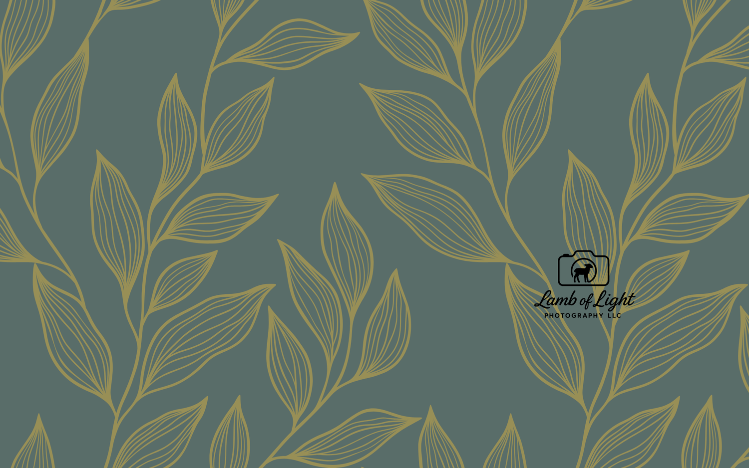 Elegant gold botanical leaf pattern on dark teal background, perfect for wallpaper or textile design.