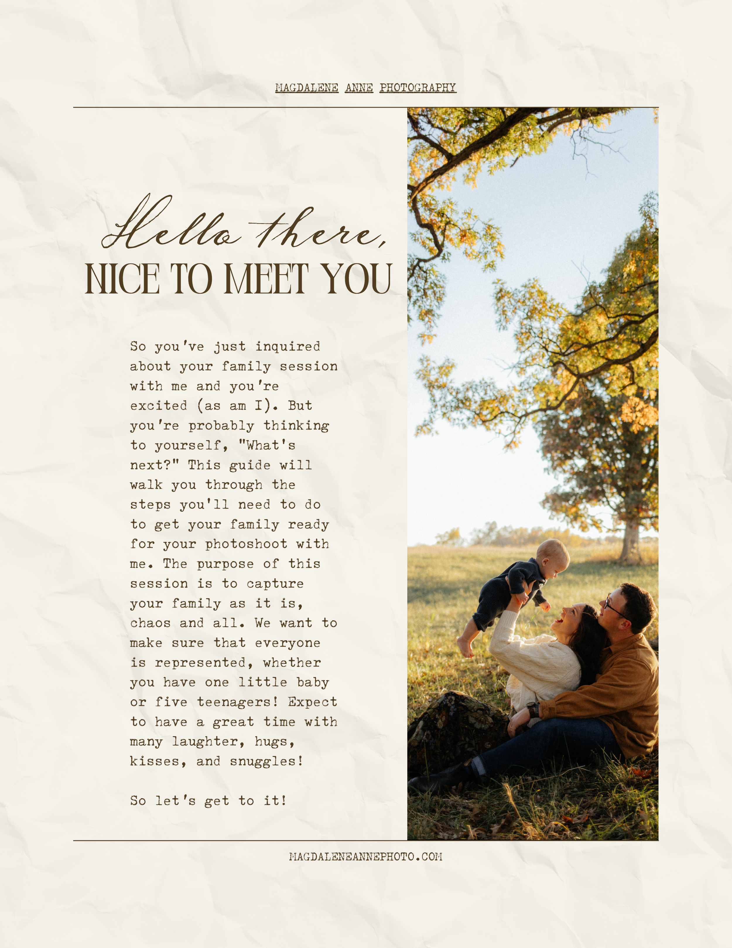 A scenic outdoor autumn photography session with a person and camera set against golden trees and natural light.