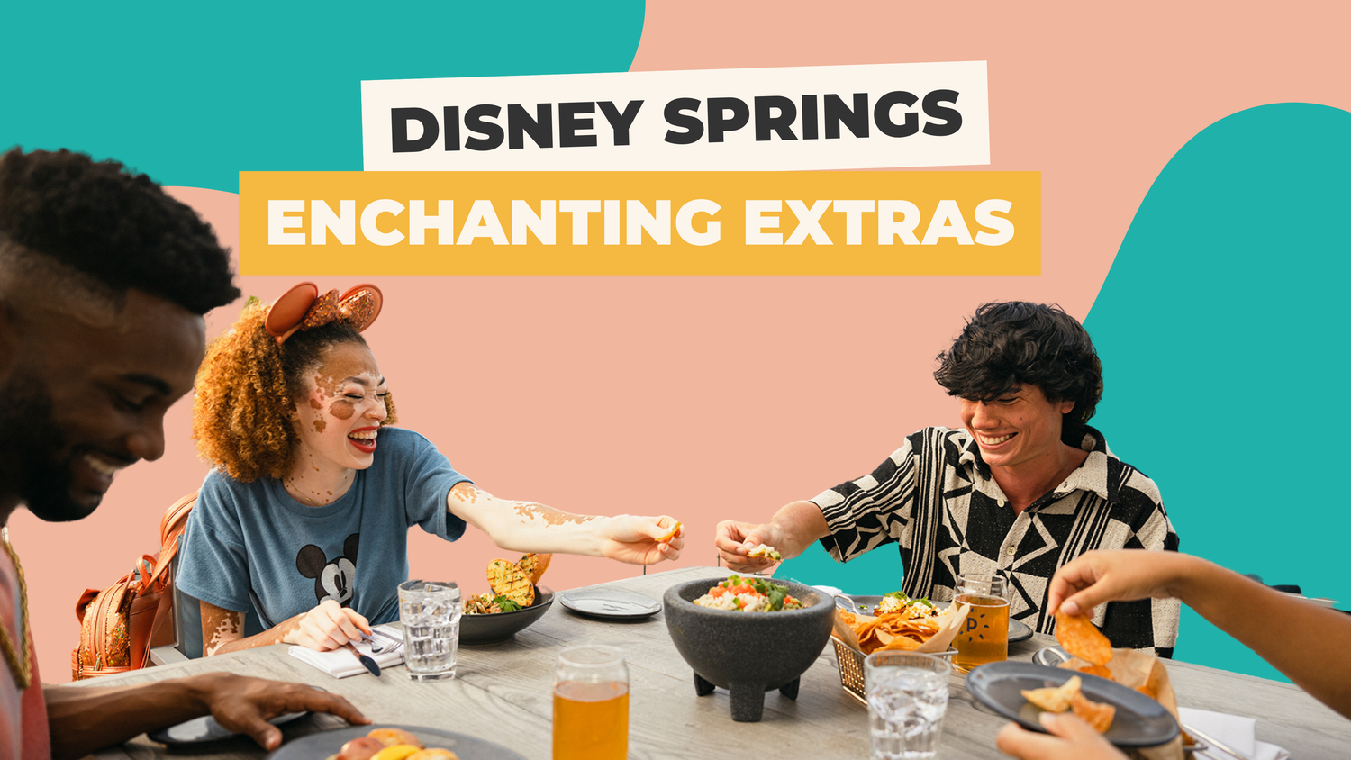 Disney Springs promotional banner showing entertainment and dining experiences.