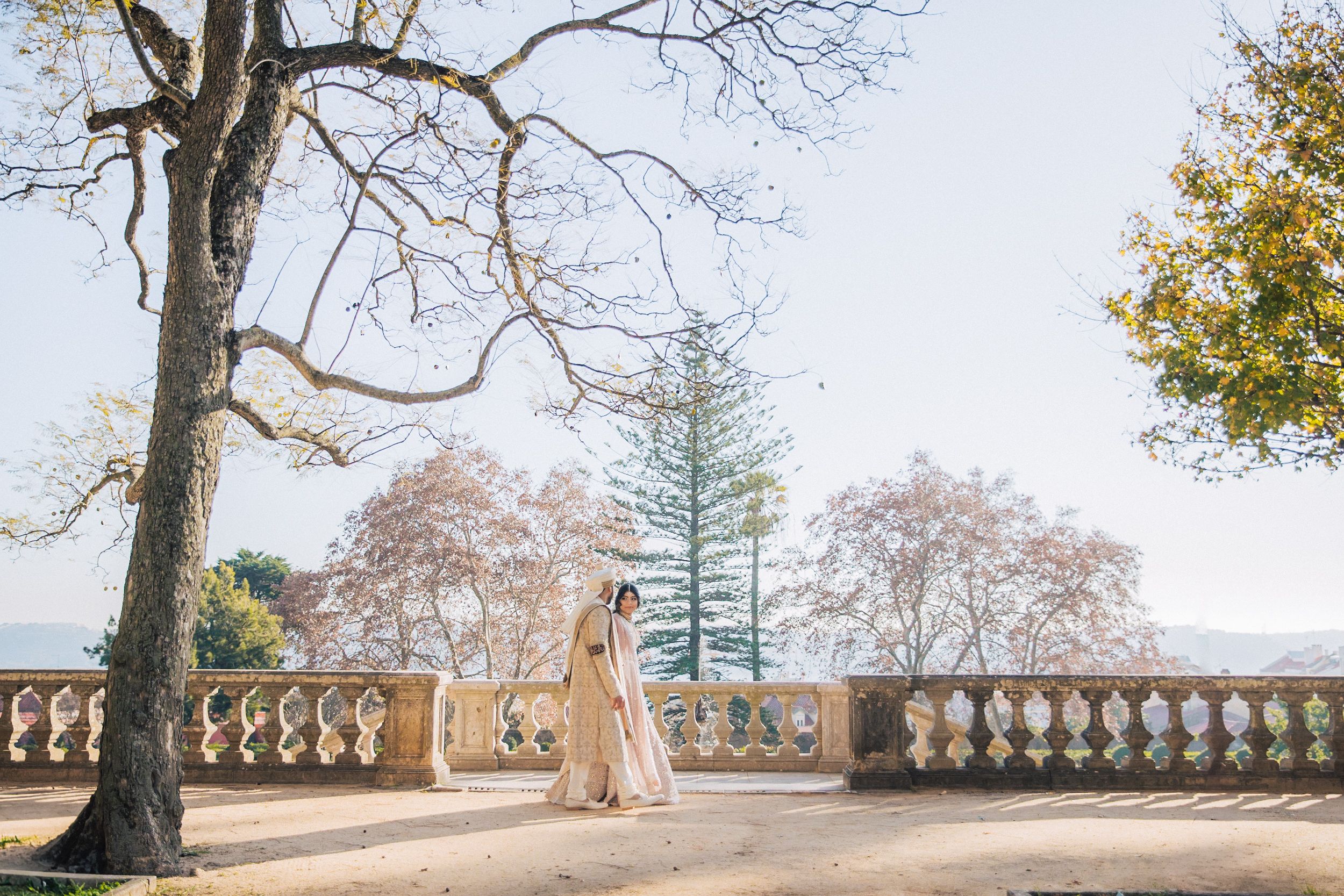 Emotional Indian Muslim wedding at Vandelli Garden in Lisbon, captured by Portugal wedding photographer Regina Wedding Photographer.