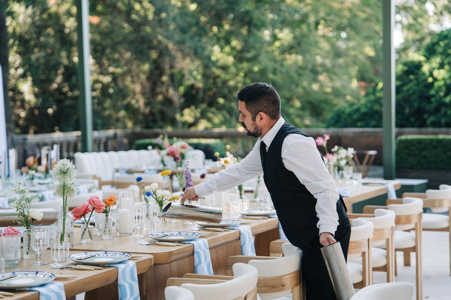 A man prepares for the wedding guests, the photo taken for a catering company that needs to level up their website and branding