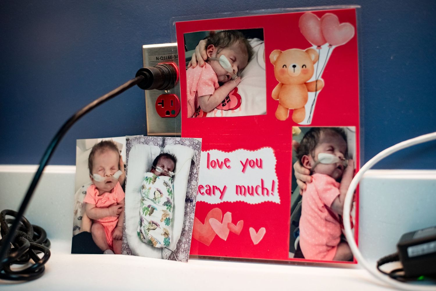 A collage of Valentine's Day cards and decorations with hearts and teddy bears displayed on a red background.