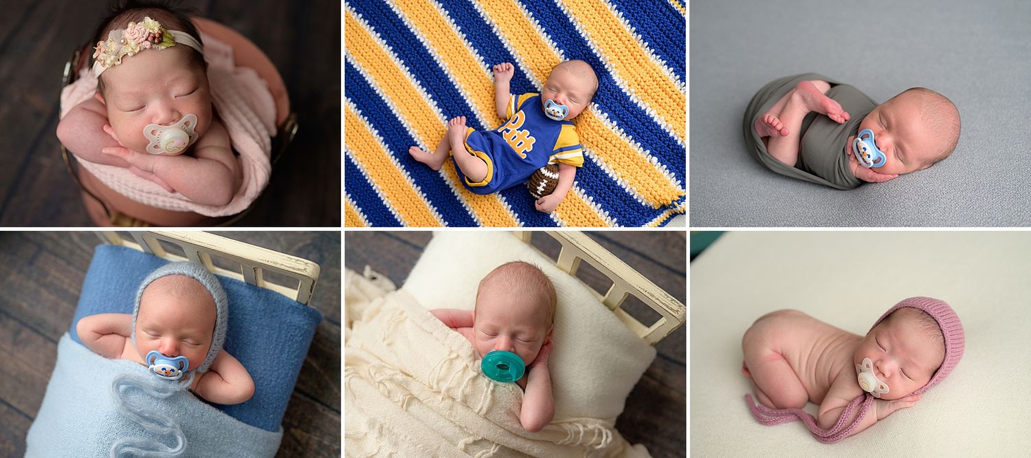 behind the scenes newborn photos. Posing baby with a pacifier so they settle.