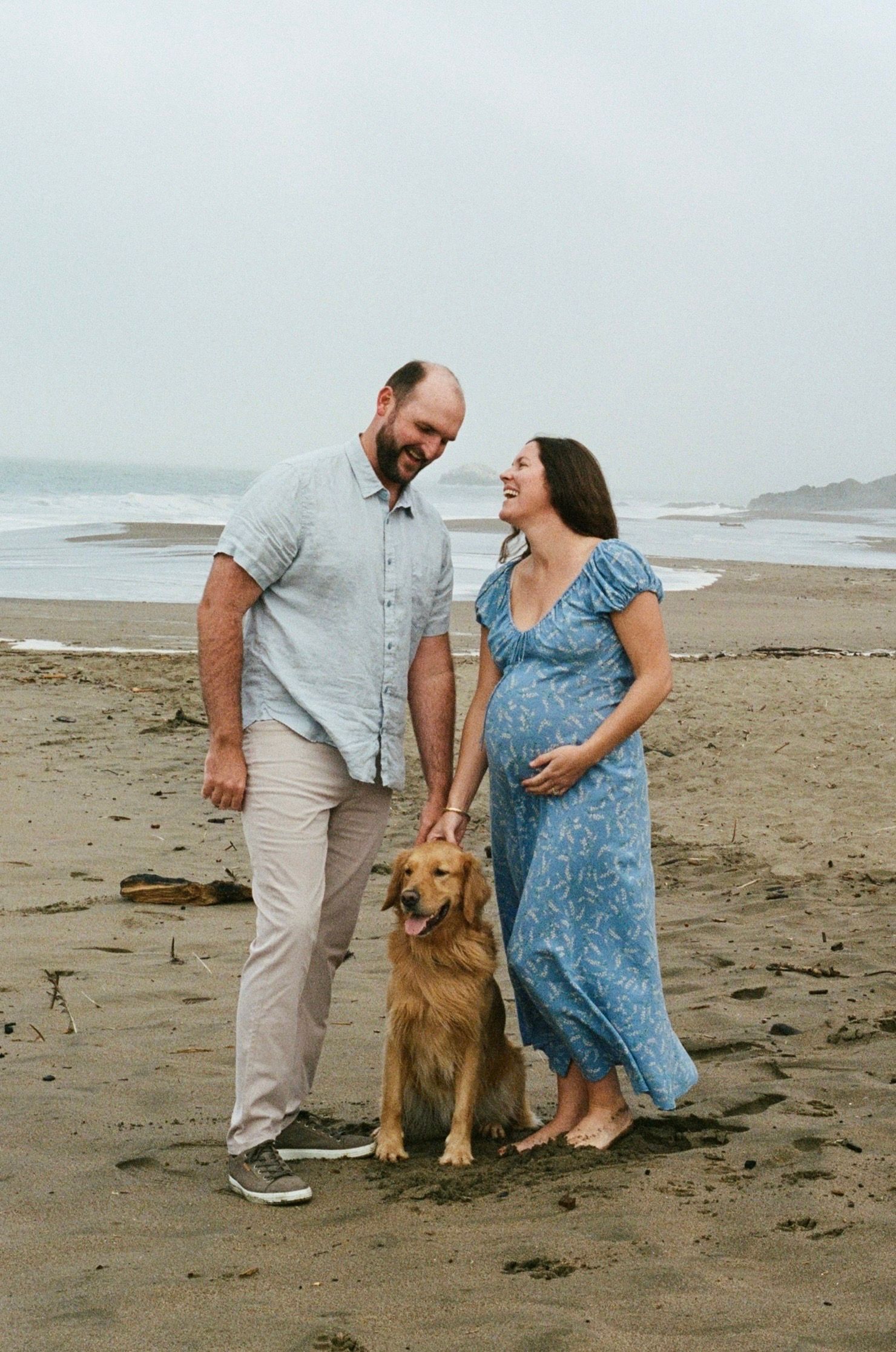 editorial maternity photography on 35mm film capturing motherhood with softness and understated elegance in San Francisco