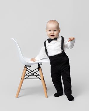 family studio portrait Sarasota white background parents with three kids and poodle clean modern timeless photography