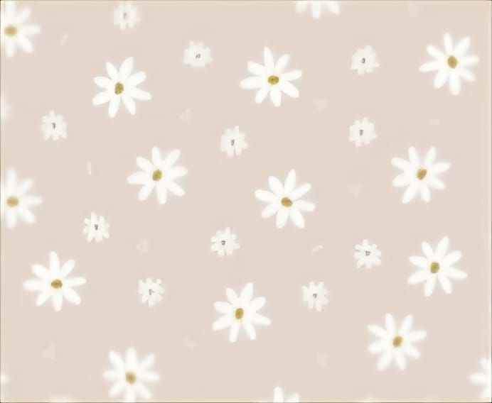 A delicate pattern of white daisy flowers scattered on a soft beige background, perfect for wallpaper or fabric design.