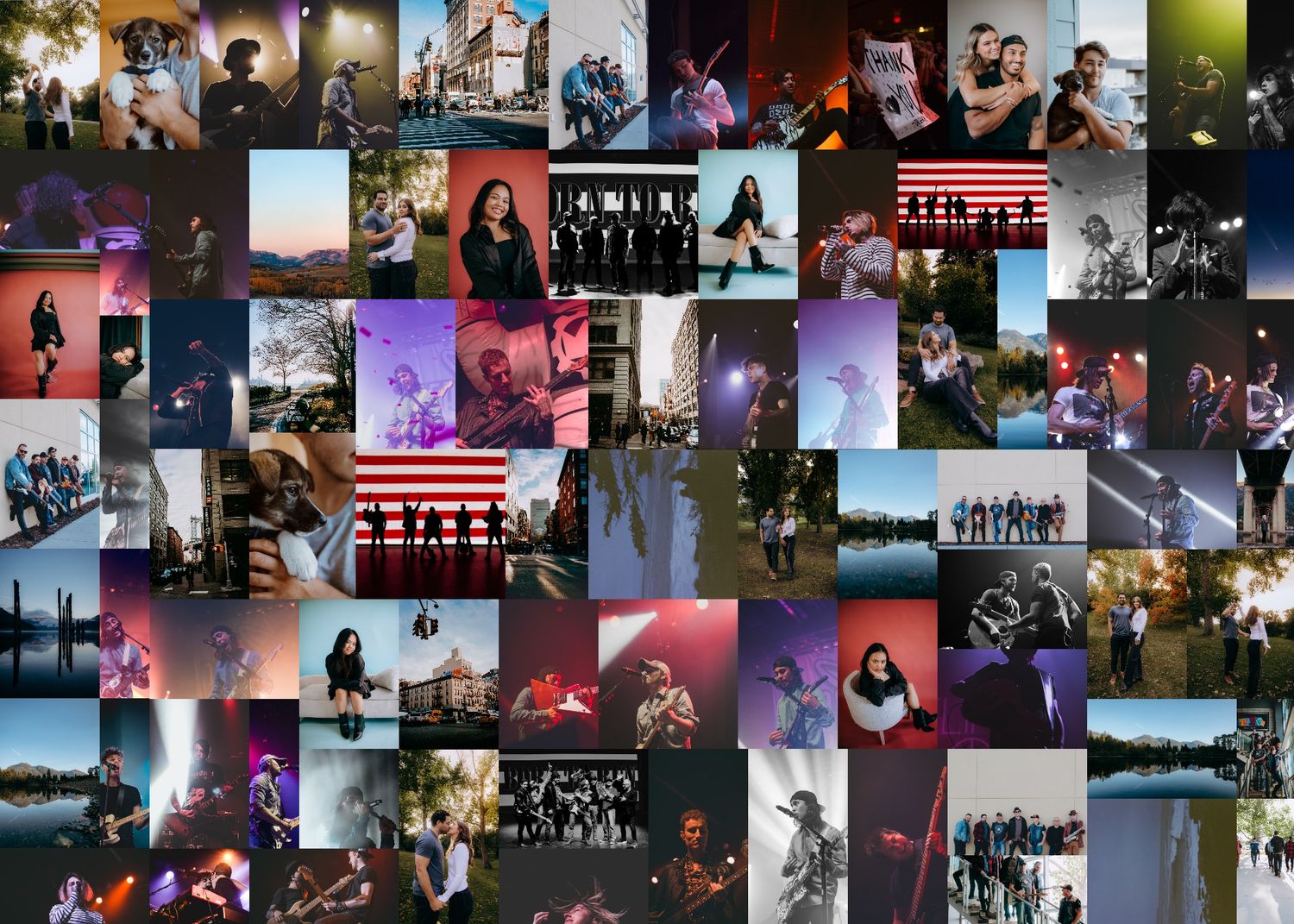 A collage of outdoor photography moments displayed in a grid layout.