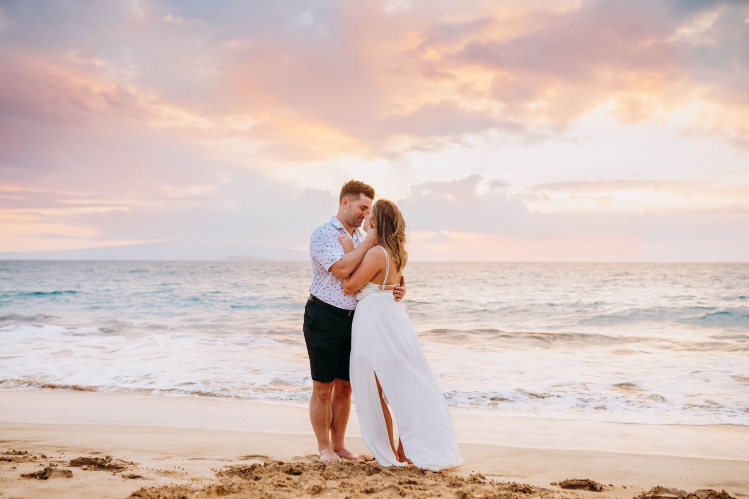 Family portrait session during golden hour on a tropical beach. best hawaii family photographer kihei wailea kaanapali makena