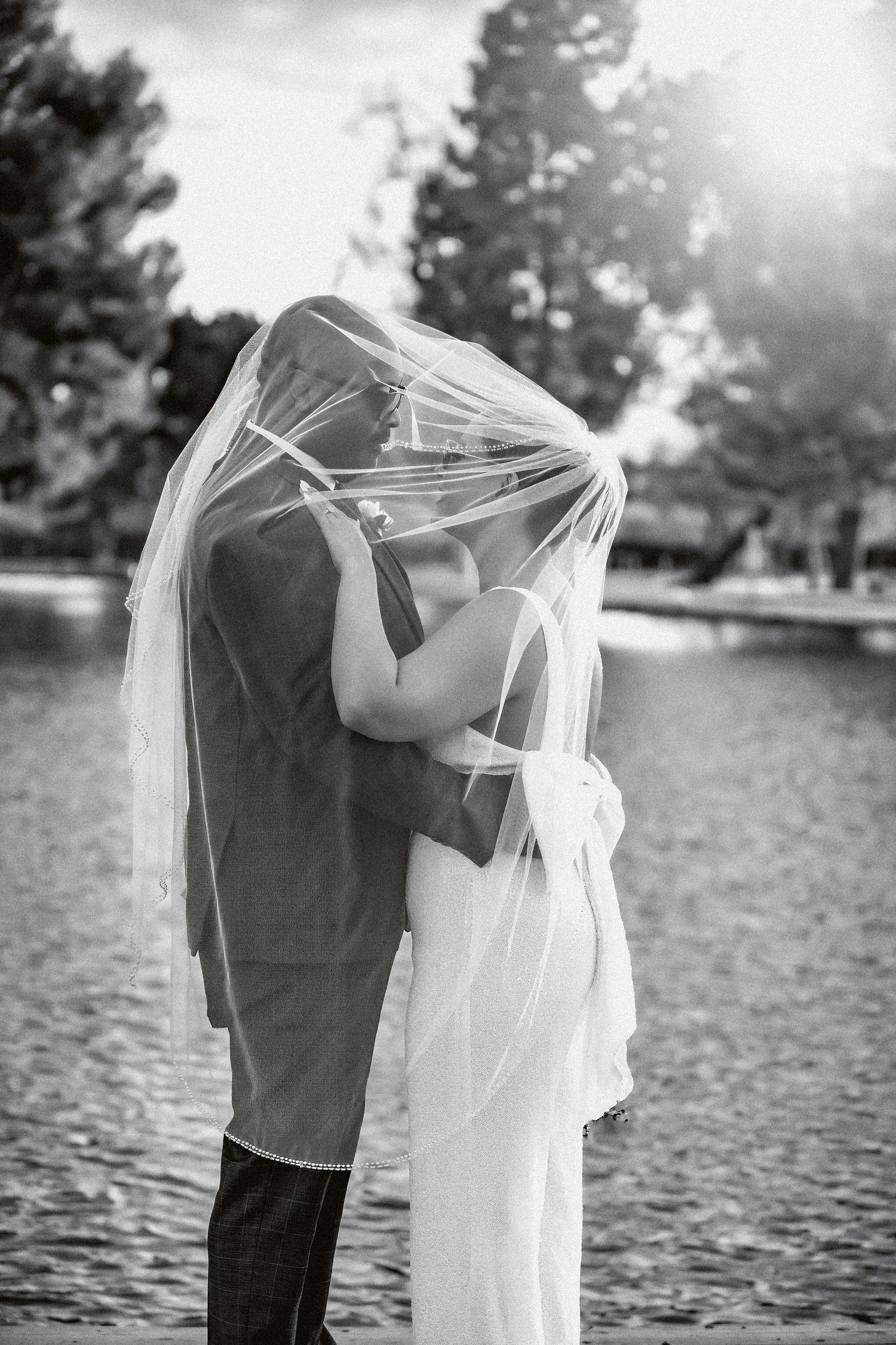 Bride and groom on their wedding day