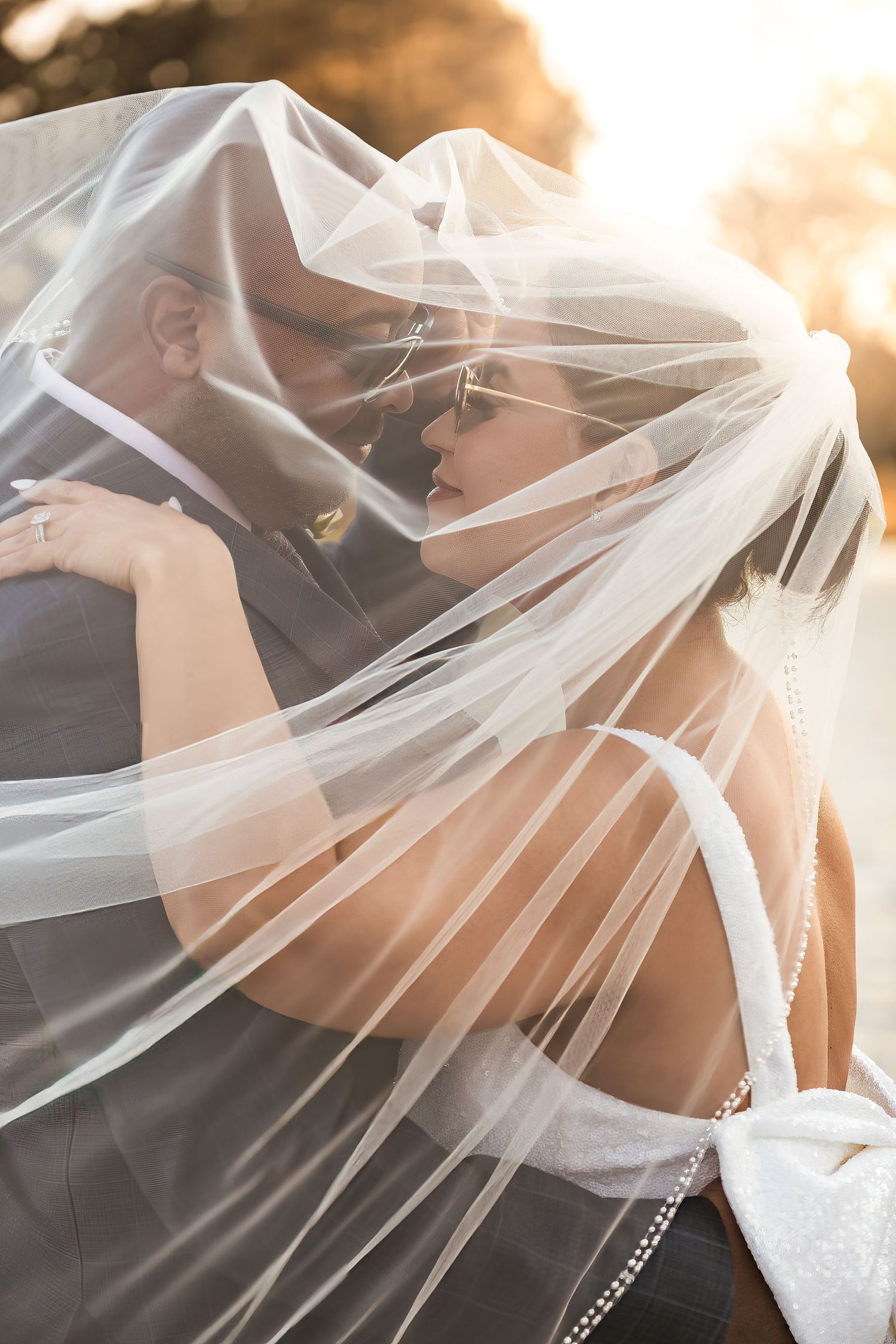 Bride and groom on their wedding day