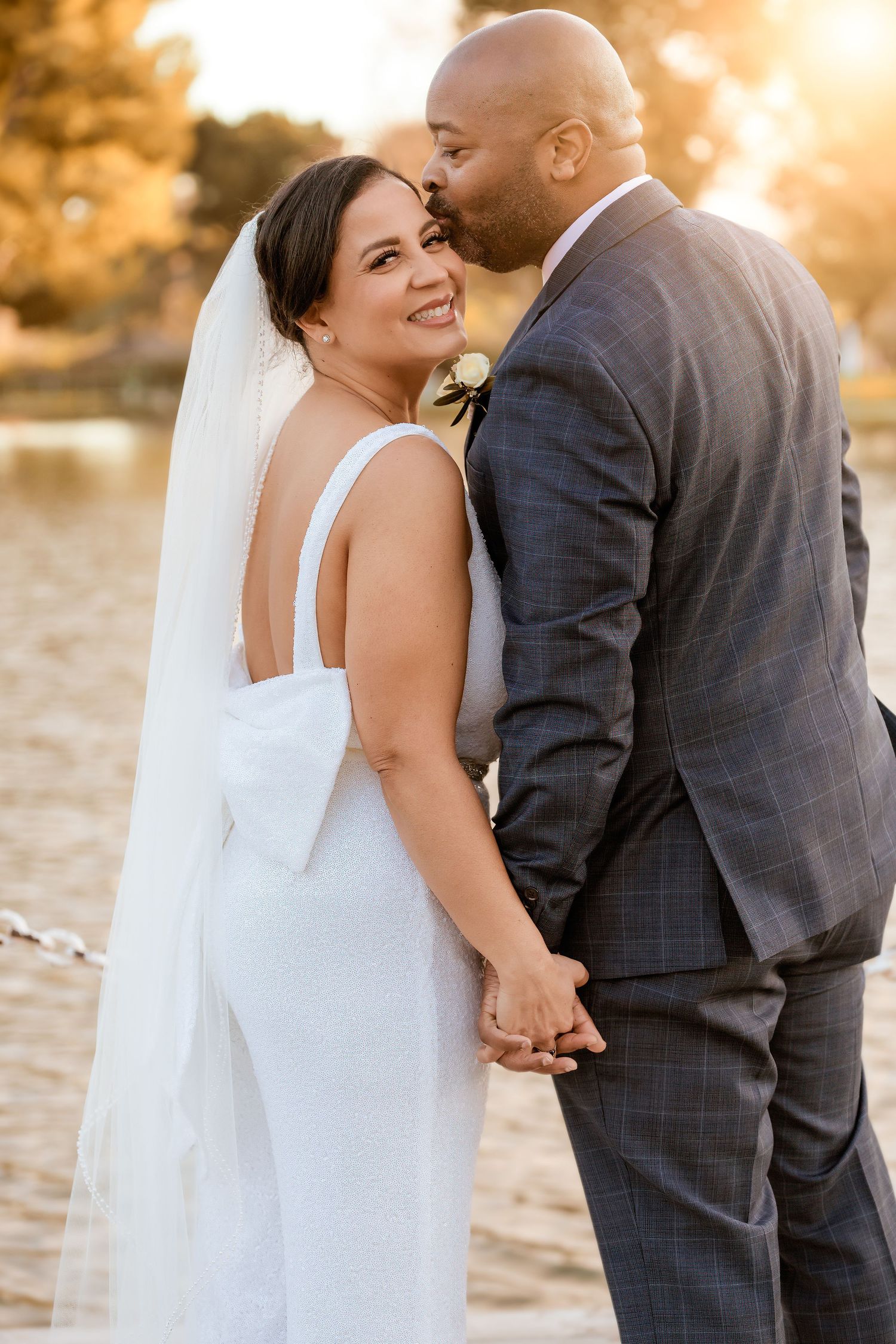 Bride and groom on their wedding day