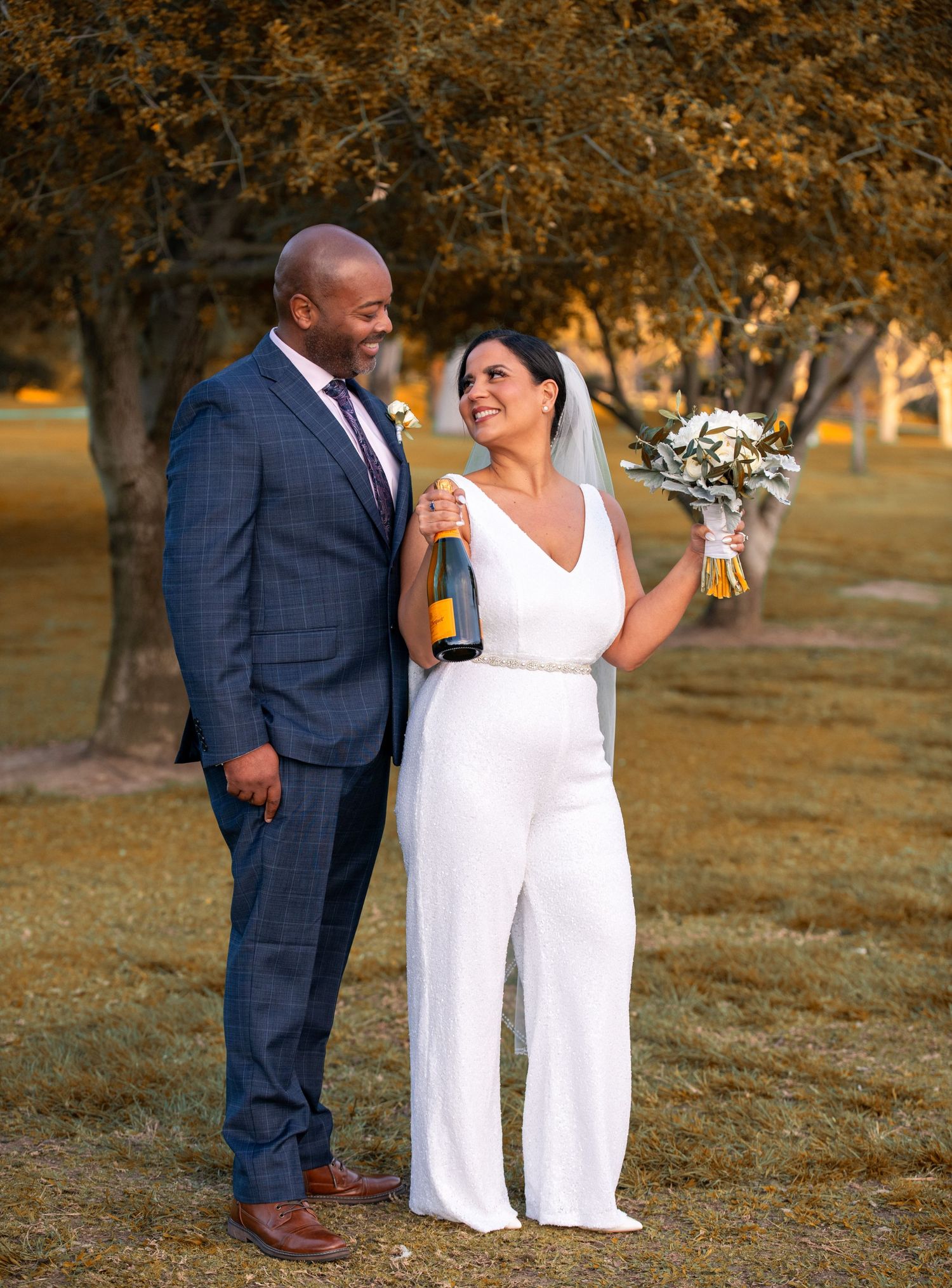 Bride and groom on their wedding day